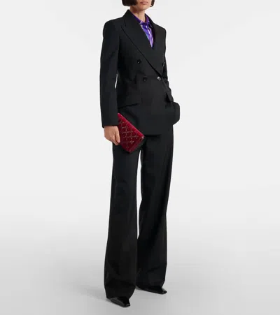 Gucci Gg Crystal Velvet Wallet On Chain In Red