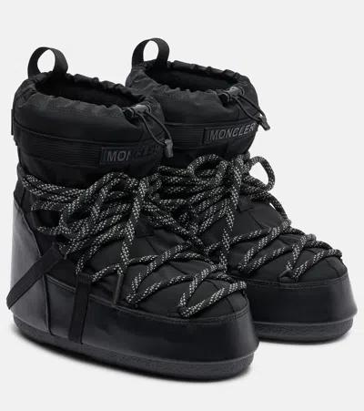 Moncler X Moon Boot Icon Low Gaiter Leather-trimmed Snow Boots In Black