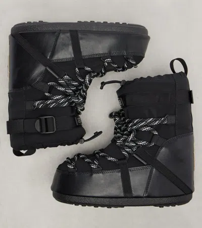 Moncler X Moon Boot Icon Low Gaiter Leather-trimmed Snow Boots In Black