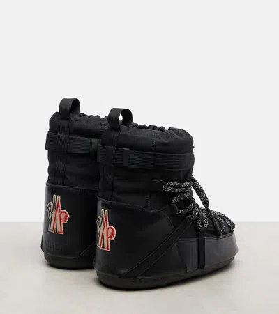 Moncler X Moon Boot Icon Low Gaiter Leather-trimmed Snow Boots In Black