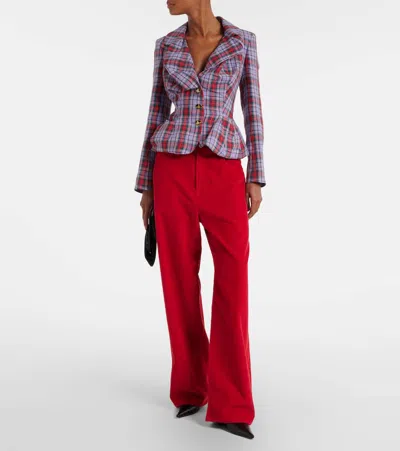 Vivienne Westwood Mens Multi Drunken Check Linen Jacket In Purple