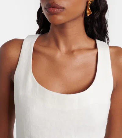 Posse Effi Scalloped Linen Tank Top In White