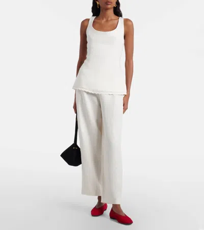 Posse Effi Scalloped Linen Tank Top In White