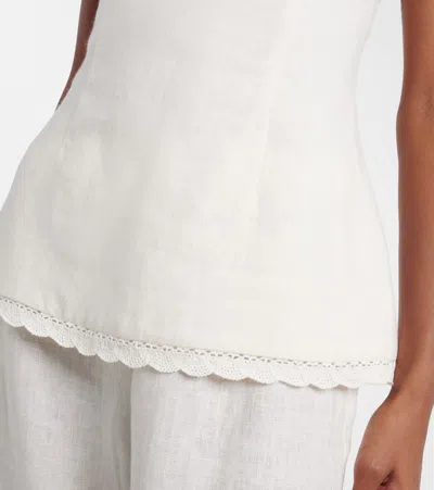 Posse Effi Scalloped Linen Tank Top In White