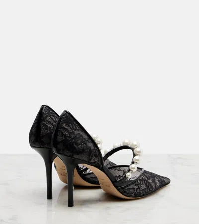 Jimmy Choo Aurelie 85 Lace And Leather Pumps In Black