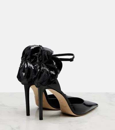 Jimmy Choo Marja 100 Pumps Decorative Bow Glossy In Black