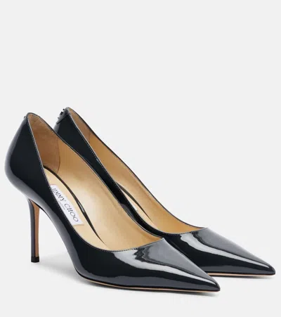 Jimmy Choo Love 85 Black Patent Leather Pumps In Brown
