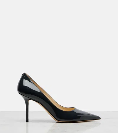 Jimmy Choo Love 85 Black Patent Leather Pumps In Brown