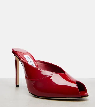 Jimmy Choo Brigitte 100mm Patent Leather Mule Pumps In Red