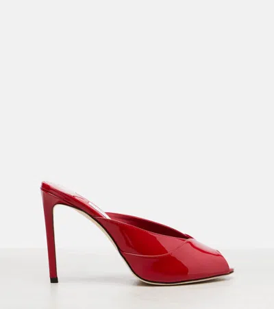 Jimmy Choo Brigitte 100mm Patent Leather Mule Pumps In Red
