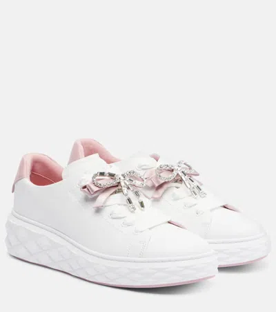 Jimmy Choo Diamond Light Maxi Leather Sneakers In White