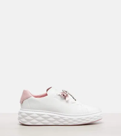 Jimmy Choo Diamond Light Maxi Leather Sneakers In White