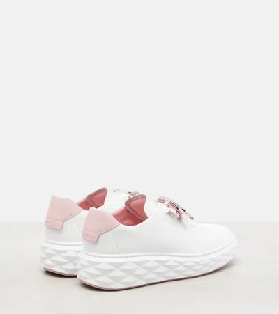 Jimmy Choo Diamond Light Maxi Leather Sneakers In White