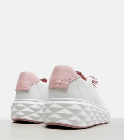 Jimmy Choo Diamond Light Maxi Leather Sneakers In White