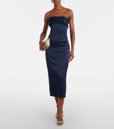 Rachel Gilbert Laira Embellished Cocktail Dress In Blue