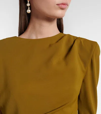 Rachel Gilbert Dion Caped Draped Gown In Green