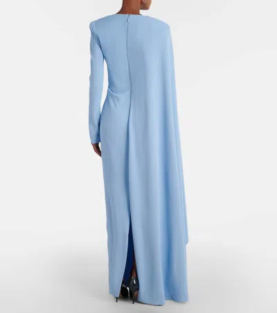 Rachel Gilbert Dion Caped Draped Gown In Blue