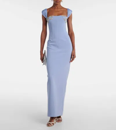 Rachel Gilbert Malia Embellished Gown In Blue