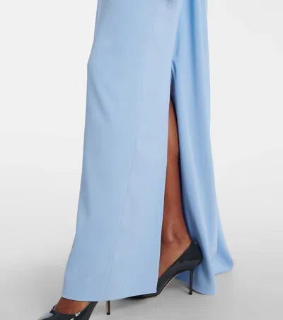 Rachel Gilbert Dion Caped Draped Gown In Blue