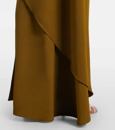 Rachel Gilbert Dion Caped Draped Gown In Green