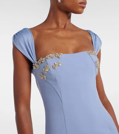 Rachel Gilbert Malia Embellished Gown In Blue