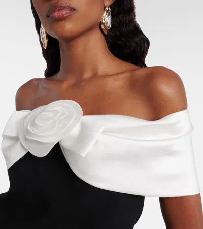 Self-portrait 'black Crêpe Flower' Top In Black