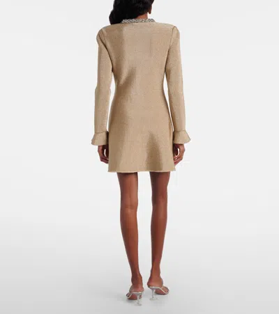 Self-portrait Womens Self Portrait Crystal Knitted Mini Dress In Brown