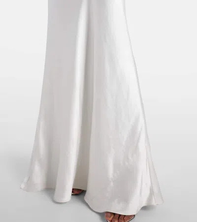 Self-portrait Fine Lace Satin Maxi Dress In White