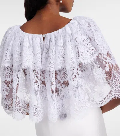 Self-portrait Fine Lace Satin Maxi Dress In White