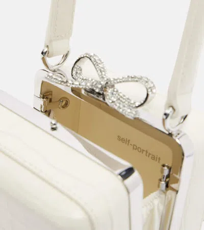 Self-portrait Micro Croc-effect Embellished Leather Tote Bag In White