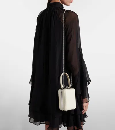 Self-portrait Micro Croc-effect Embellished Leather Tote Bag In White