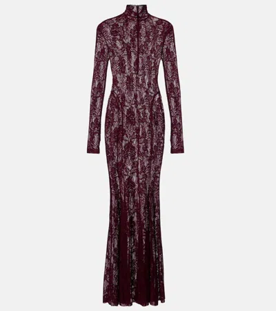 Norma Kamali Lace Turtleneck Gown In Black