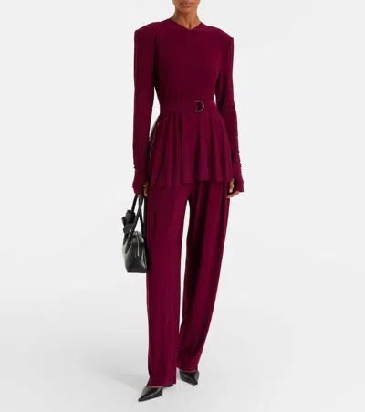 Norma Kamali Belted Semi-sheer Bodysuit In Purple