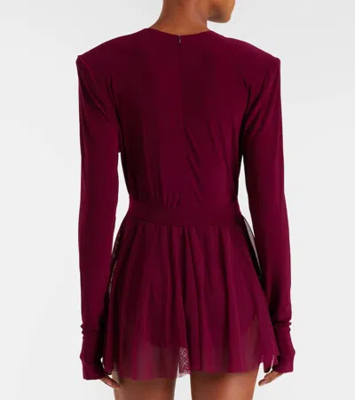 Norma Kamali Belted Semi-sheer Bodysuit In Purple