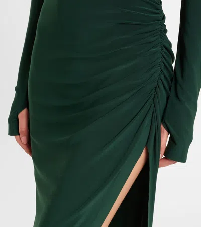 Norma Kamali Asymmetric Turtleneck Maxi Dress In Green