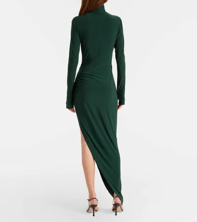 Norma Kamali Asymmetric Turtleneck Maxi Dress In Green