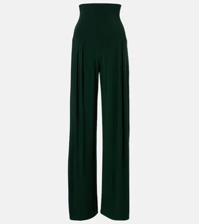 Norma Kamali Pleated Wide-leg Pants In Green