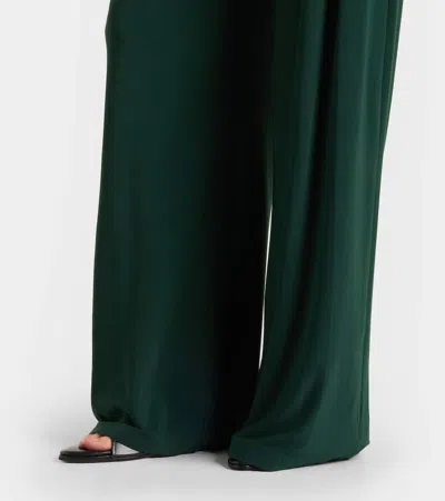 Norma Kamali Pleated Wide-leg Pants In Green