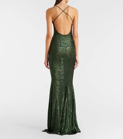 Norma Kamali Sequined Gown In Green