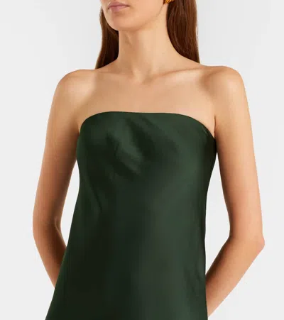 Norma Kamali Strapless Satin Gown In Green