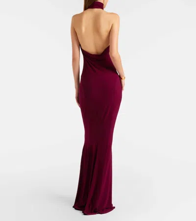 Norma Kamali Turtleneck Jersey Gown In Burgundy