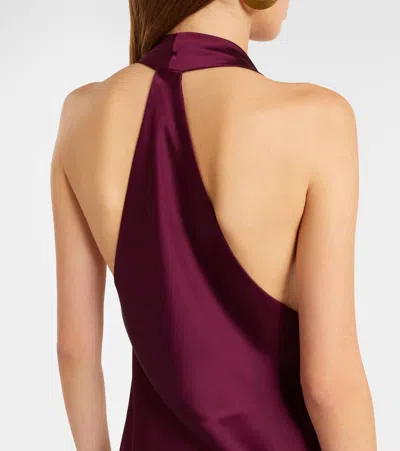 Norma Kamali Draped Satin Gown In Burgundy
