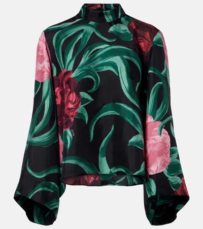 La Doublej Make An Exit Floral-print Silk-twill Blouse In Multi