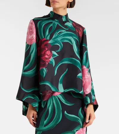 La Doublej Make An Exit Floral-print Silk-twill Blouse In Multi