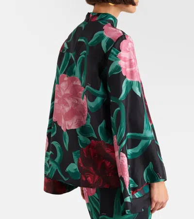 La Doublej Make An Exit Floral-print Silk-twill Blouse In Multi
