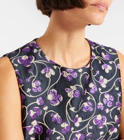 La Doublej La Scala Feather-trimmed Jacquard Top In Multi