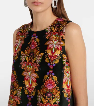 La Doublej La Scala Feather-trimmed Cotton Top In Multi
