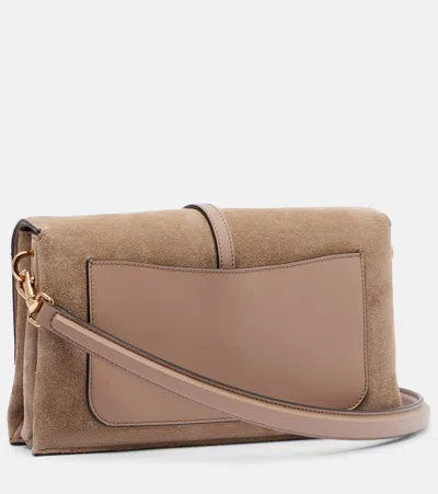 Tod's T Timeless Mini Suede Shoulder Bag In Brown