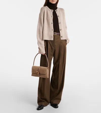 Tod's T Timeless Mini Suede Shoulder Bag In Brown