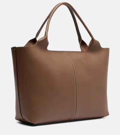 Tod's Ebr Medium Leather Tote Bag In Brown